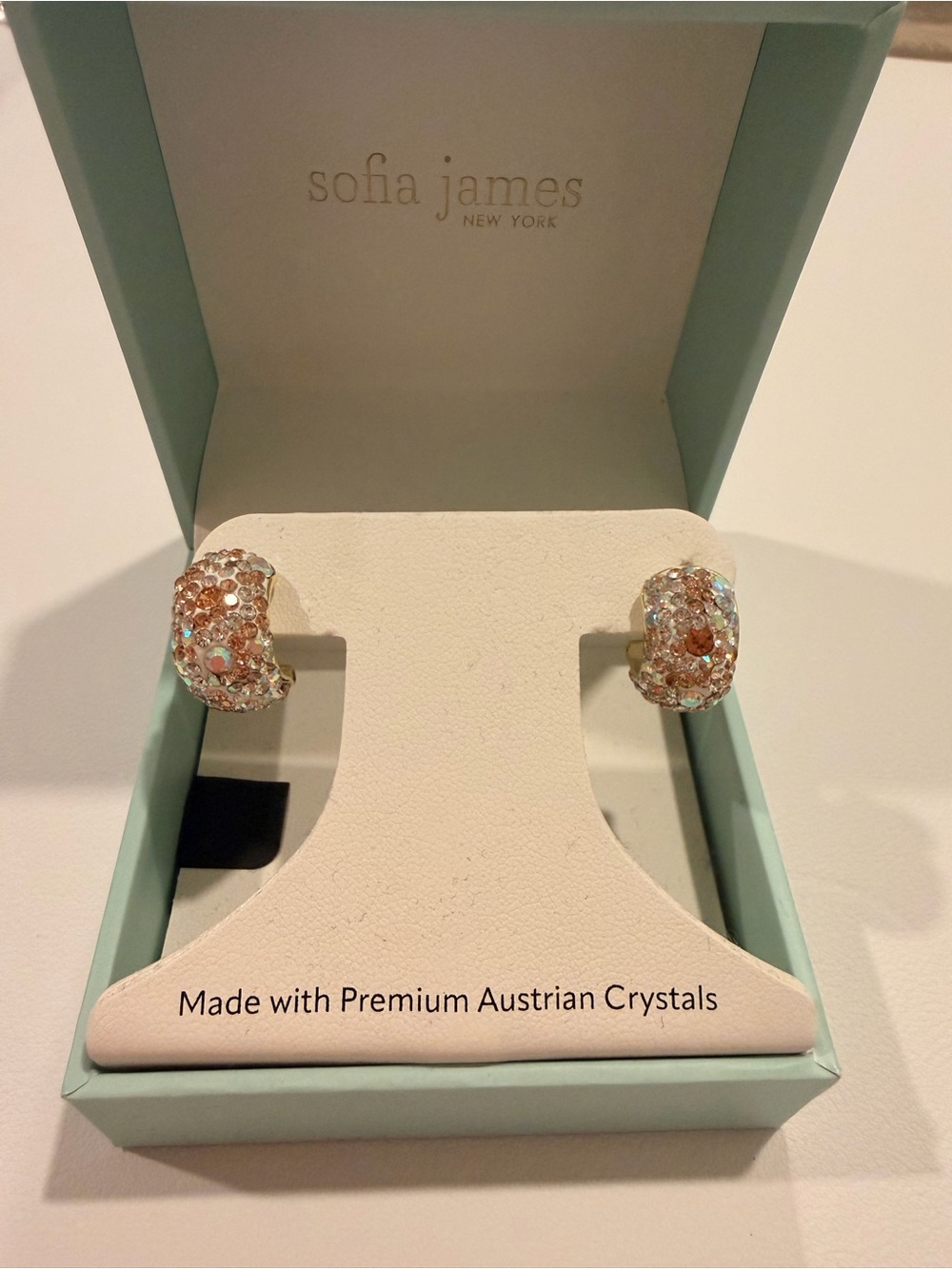 Rose Gold Crystal Hoop Earrings - Picture 4 of 6